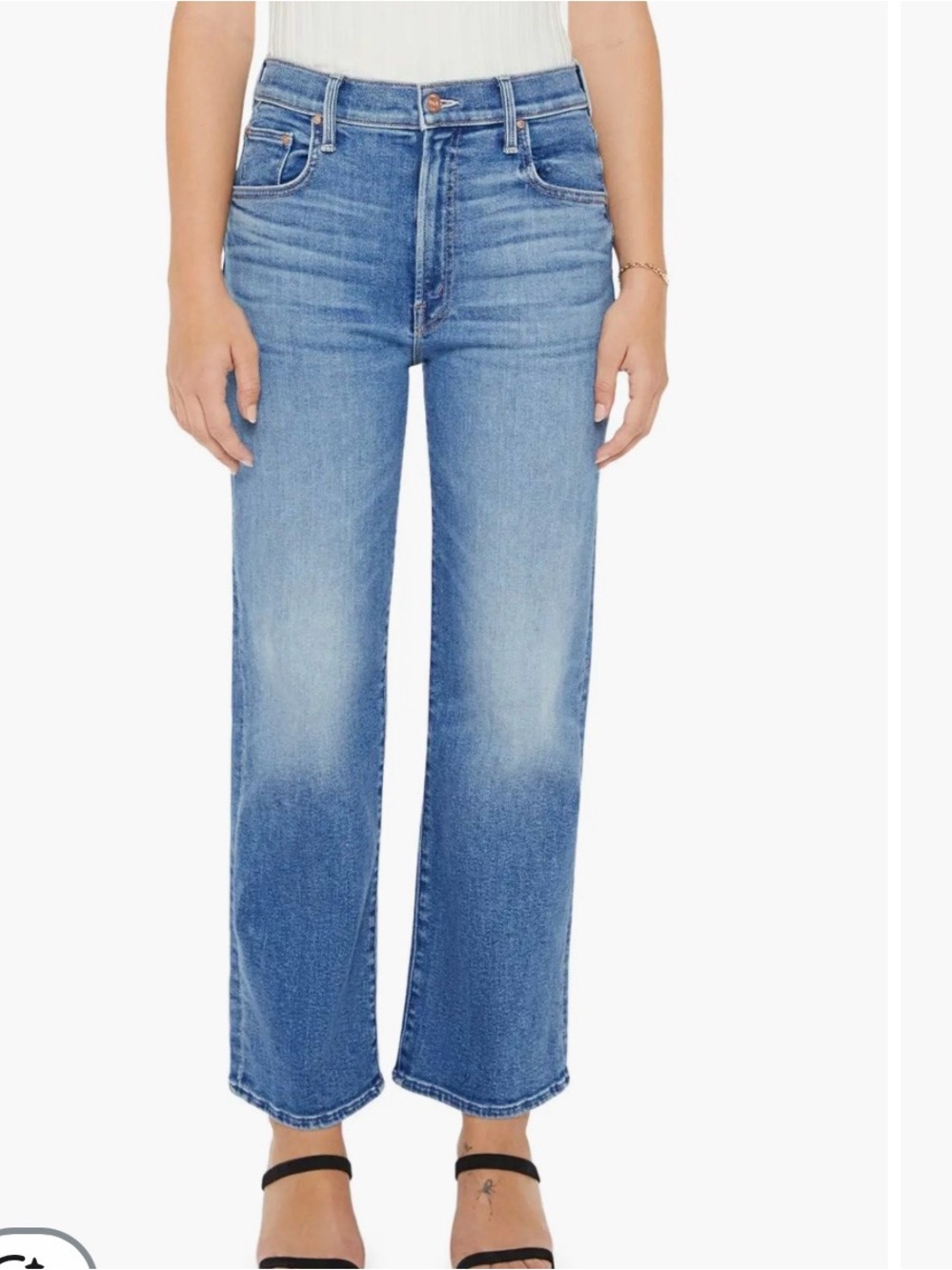 MOTHER Petites
The Lil' Zip Rambler Petites Flood Jeans in Out of the Blue sz 25